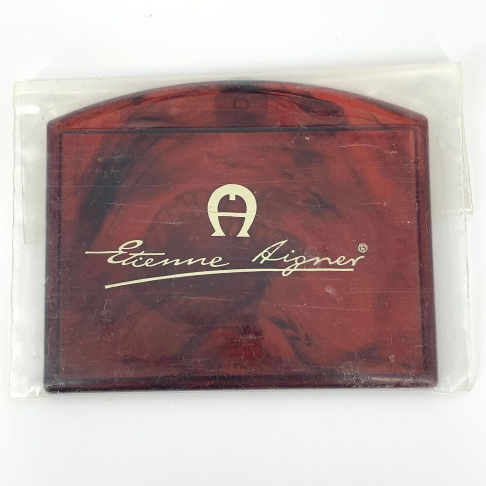 Vintage Etienne Aigner Pocket Mirror Original Plastic Tortoiseshell